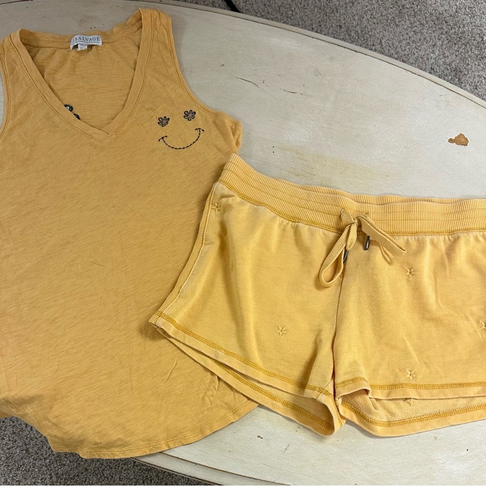 PJ Salvage smiley Yellow Tank Top and Shorts Set- hardly worn and so cute comfy